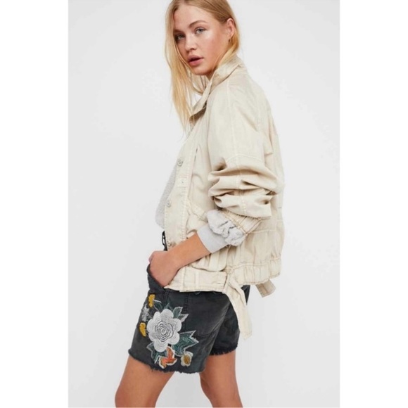 Free People Pants - Free People Blue Embroidered Scout Camo Shorts